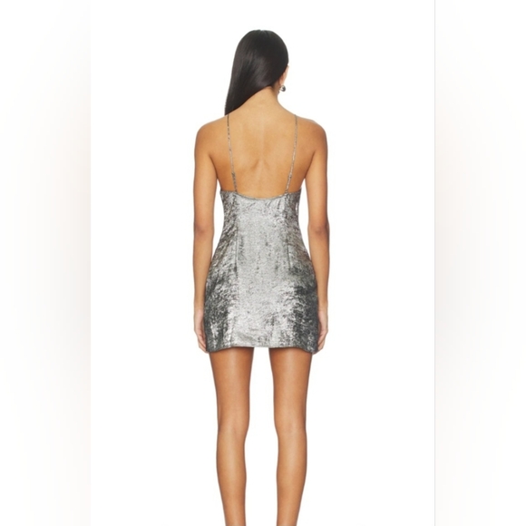 Superdown Shimmering Silver Slip Dress In gunmetal - Picture 4 of 6